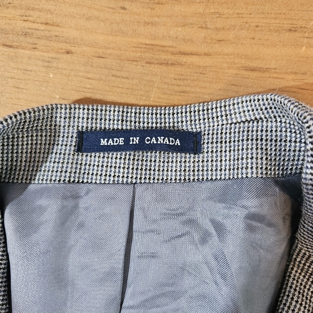 Ralph Ralph Lauren Silk Blue Gray Houndstooth Print Sport Coat Blazer Size 40R - Picture 14 of 15